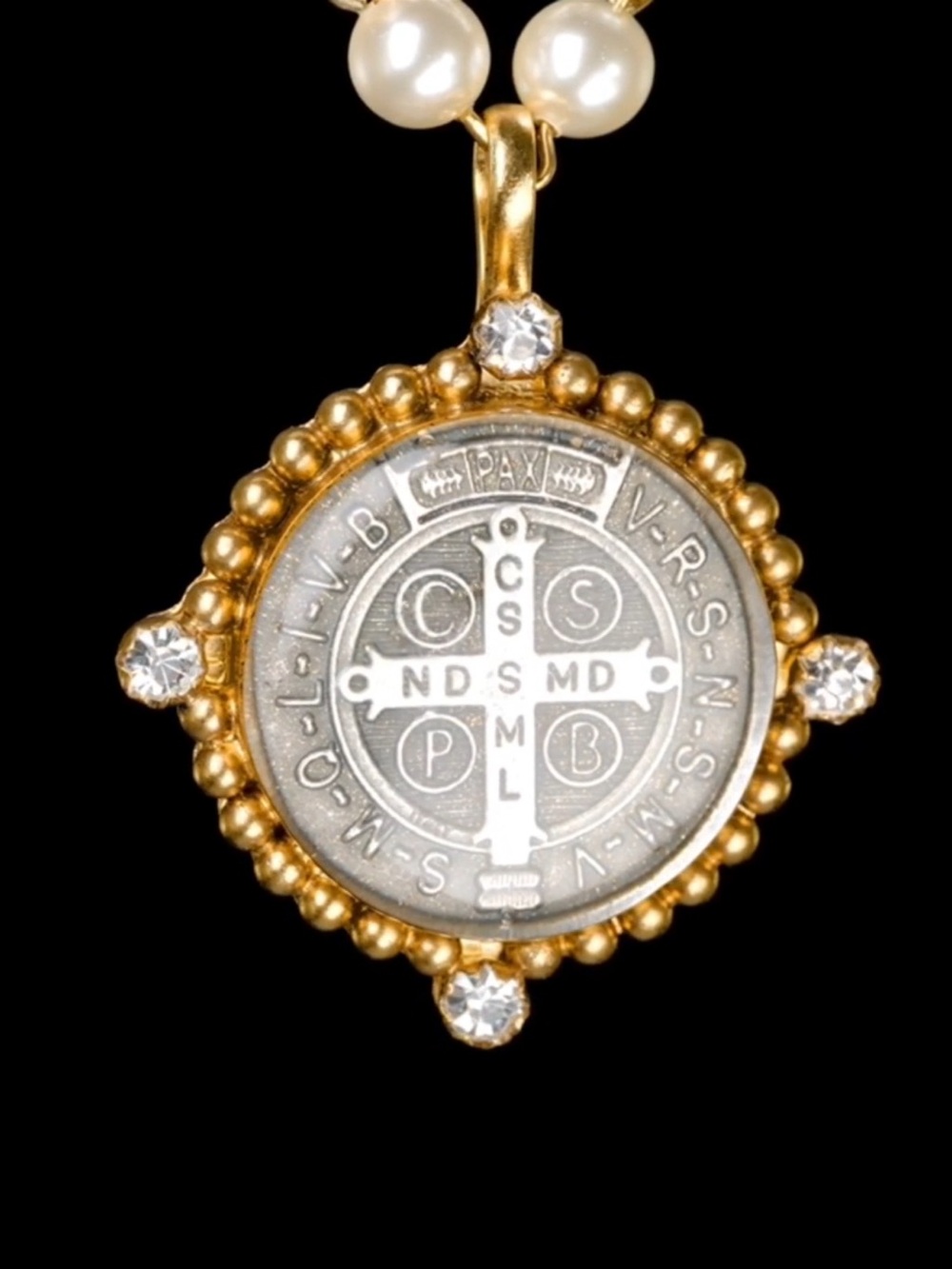 Virgins Saints & Angels Gold and Silver San Benito Medallion Pendant with Chain